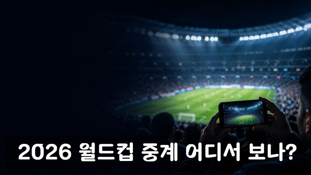 스마트폰으로 축구 중계를 보는 야간 경기장 배경 이미지